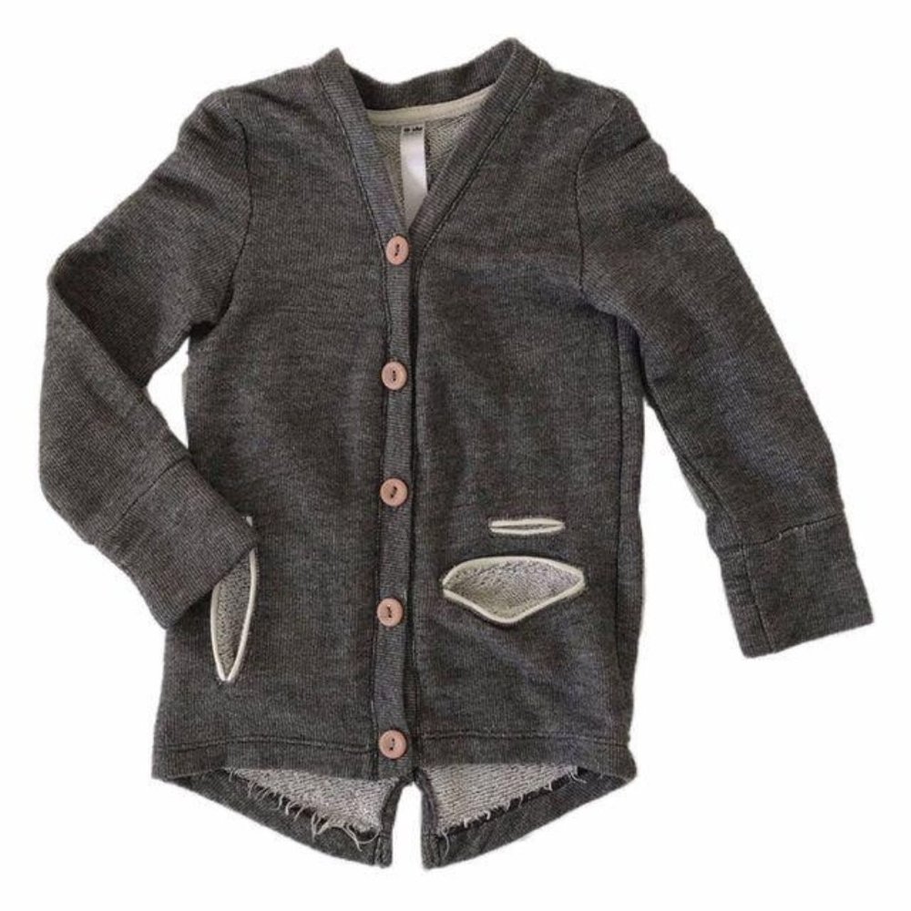 Omamimini Gray Terry Cardigan